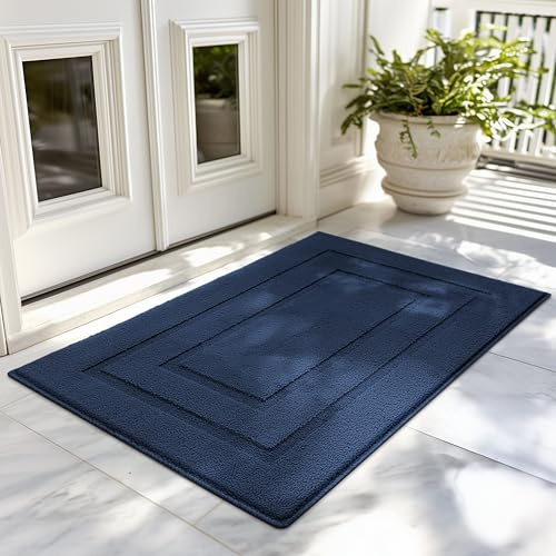 GRANNY SAYS Front Door Mat Outside Entrance, Welcome Matt Indoor Non-Slip, Door Mats for Outdoor, Entryway Front Porch Matt Low Profile Resist Dirt Easy to Clean, 36 x 24, Deep Blue