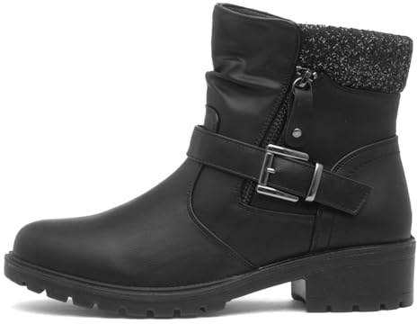 Lilley Womens Black Knitted Collar Ankle Boot - Size 7 UK - Black