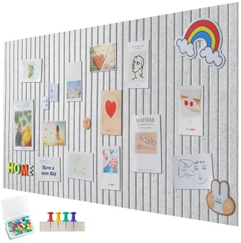 Große Pinnwand 120 x 90 cm, Große Korkplatte, Dekorative Filzkorkplatte, 0,9 cm Dicke, Faltbare Fotottafel mit selbstklebendem Klebeband, Sichttafel