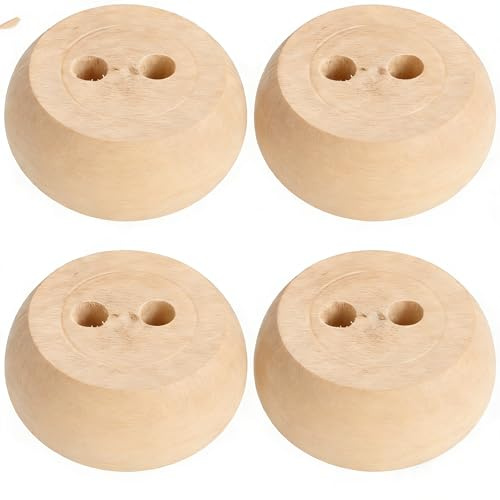 Metany 4PCS Black Wooden Round Furniture Bun Feet 2 Tall Replacement Solid Wood Furniture Legs Dresser Legs Sofa Cabinet Couch Replacement Legs (unpainted)