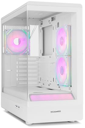 NOX XTREME PRODUCTS HUMMER SIGNAL – Boîtier ATX | M-ATX, ARGB Frameless Verre Trempé, Support GPU jusqu’à 420 mm, Filtre Anti-poussière Magnétique, Capacité pour 9 Ventilateurs, 3×120 mm Inclus, Blanc