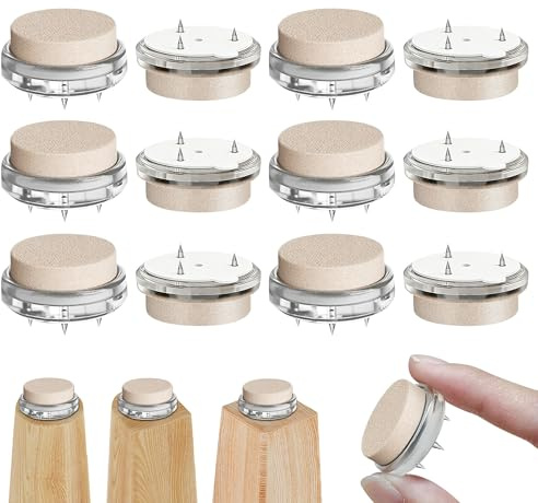 12 Pattini in feltro 19mm piedi pattini chiodati per sedie e tutti i mobili | Piedi mobili cilindrici in feltro a triplo chiodo resistenti protezione pavimento per parquet piastrelle sedie tavoli armadi