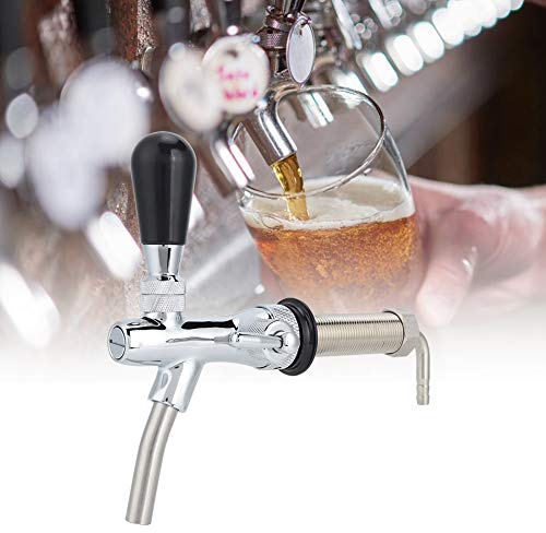 ZJchao Grifo para Grifo de Cerveza, Dispensador de Cerveza de Barril de Vástago Largo Ajustable con Interruptor de Control de Flujo para Bares de Elaboración Casera, Restaurantes,
