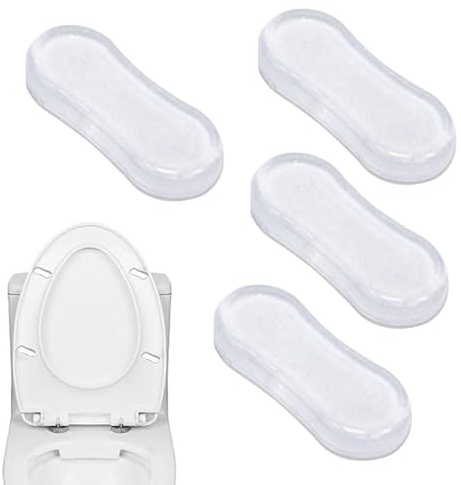 Paraurti per WC – silicone trasparente, 4 pezzi, cuscinetti in silenziosi, anticollisione, autoadesivo, protezione per mobili anti-collisione, set di guarnizioni per coperchi fonoassorbenti, per
