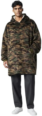 Premium Unisex Camouflage Hooded Blanket - Camping Hoodie - Fleece Lined - CAMO - Fishing, Camping, Relaxing Comfy - By RL