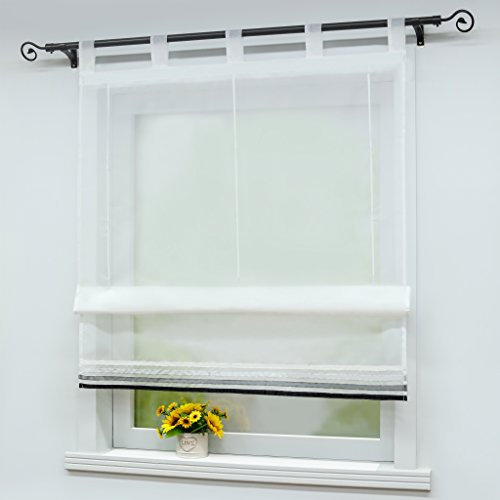 Joyswahl Raffrollo Voile Raffgardinen mit Schlaufen Lara Gardinen BxH 120x155cm Weiß 1er Pack