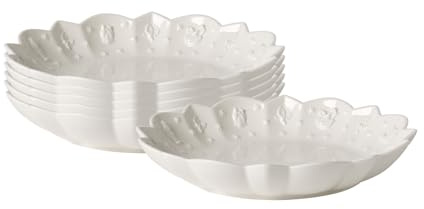 Villeroy & Boch Toy's Delight Royal Classic Kleine Schalen 6er Set, 16 cm, Servierschalen mit weihnachtlichem Relief, Premium Porzellan, Weiß