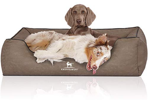 Knuffelwuff Hundebett Scottsdale aus Kunstleder Übergröße XXXL 155 x 105cm Stone