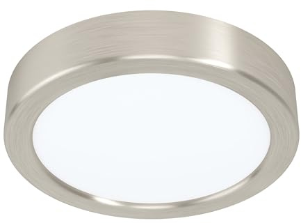 Eglo LED-taklampa, Fueva 5, Ø 16 cm, 1 glödlampa bygglampa av stål och en ljusyta av plast, taklampa i nickelmatt, vit, LED-bygglampa neutralvit