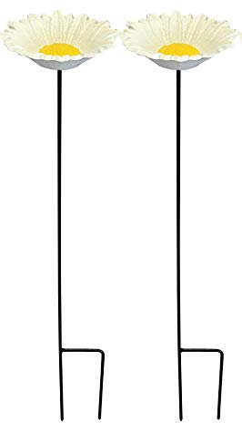 Selections Cast Iron Wild Bird Daisy Flower Dish Bird Feeder (Pack of 2)