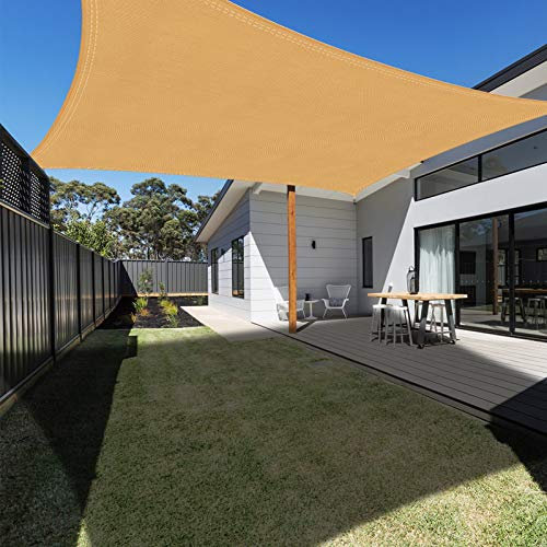 Ankuka Vela Ombreggiante Impermeabile 3x4m Sabbia Tenda a Vela Rettangolare con Fune Tenda da Sole per Esterno Protezione Raggi UV 98% Adatto per Giardino Terrazzo e Campeggio