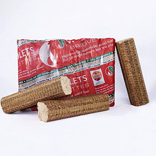 AMOS Woodlets Briquettes [6 units] - Easy to Use, Premium-Grade, Long Burn Time Sustainable Wood Fuel for Open Fires & Multi-Stoves | Outdoor Cooking Fuel & Fire starters