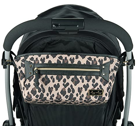 Itzy Ritzy Verstellbarer Kinderwagen-Organizer mit zwei integrierten Taschen, Fronttasche mit Reißverschluss und verstellbaren Riemen, passend für fast jeden Kinderwagen, Leopardenmuster (CAD8387)