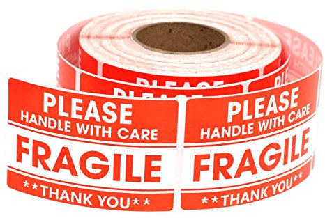 500 Fragile Sticker, Paketaufkleber Aufkleber Zerbrechliche Warnetiketten Umzugsetiketten Vorsicht Selbstklebend für Warensendungen 50mm x 76mm