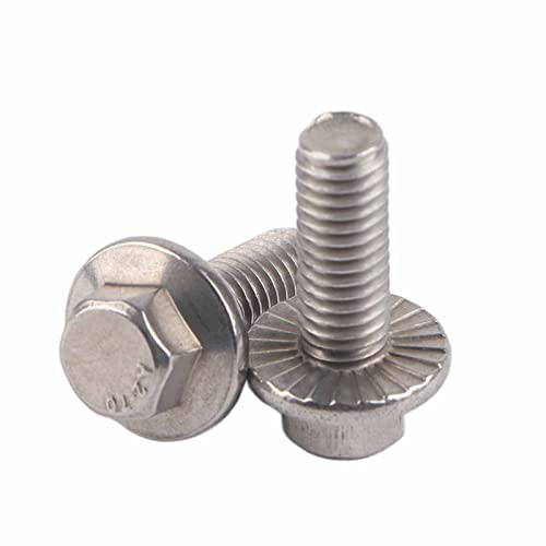 Lot de 10 Boulons M6 en Acier Inoxydable, M6 St M6 35 Mm à Haute Résistance à épaulement A2 70 Vis à Tête Hexagonale à Tête Ronde Boulons de Fixation à Tête Hexagonale avec Bride(M6*16)