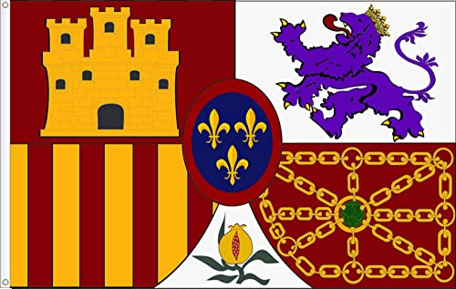 BANDERA GRAN ESTANDARTE DE ESPAÑA. BANDERA HERALDICA DE ESPAÑA. RASO PREMIUM 120D. TAMAÑO GRANDE. 150X90 CM