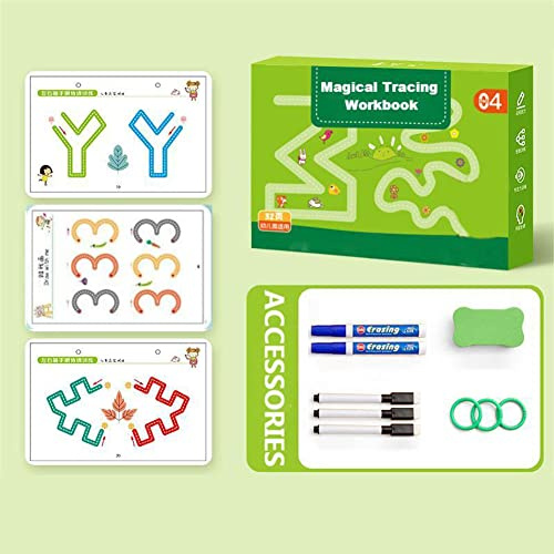Magical Tracing Workbook Set,Magische Kalligraphie übungsheft,Kinder Magisches Heft,Wiederverwendbares Übungsbuch,Handschrift Übungsbücher für Kinder,Kalligraphisches Schreiben von Kindern (32Seite)