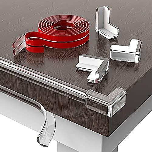 Paraspigoli Per Bambini 4 Metri Striscia di Gomma Protezione con 4 Protezioni Anti-spigolo Trasparenti, Protezione Angolo Extra spesso Bordi