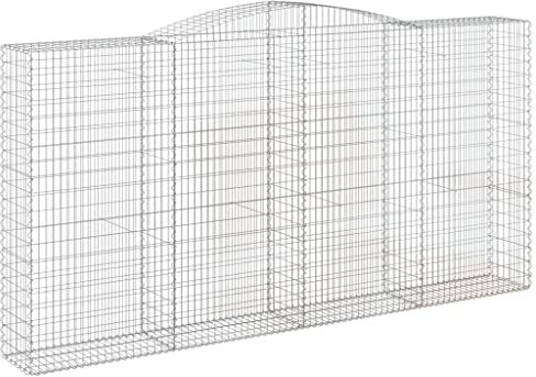 vidaXL 2x Paniers à Gabions Arqués Cages à Gabions Arquées Murs de Gabion Barrières de Jardin Terrasse Extérieur 400x50x200/220 cm Fer Galvanisé