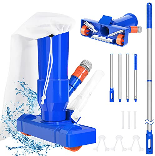 Aspirapolvere per piscina, 2023 Aggiornamento Kit di Pulizia per Piscine con 4 Sezioni di Palo 68”, Kit per Aspirapolvere per Piscina per la Manutenzione della Piscina,Laghetto,Fontana,Aspirapolvere