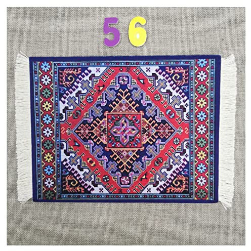 Egurs Mauspad Teppich Muster Perser Stil Orientteppich Mini Teppich Untersetzer mit Quaste Computer Zubehör Bunte Glasuntersetzer Glascoaster 56#