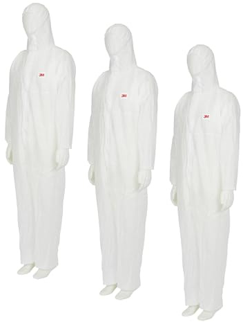 3M Coverall, White, 4500-W-L (Pack of 3)