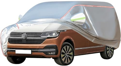 WOLWES Autoabdeckung Geeignet Für VW California T3/T4/T5/T6 MPV,Schneesicher,wasserdichte,Wind-,Regen- Und UV-beständige Autoabdeckung Aus Oxford-Gewebe,Mit Seitentür-Reißverschluss (Color : White,