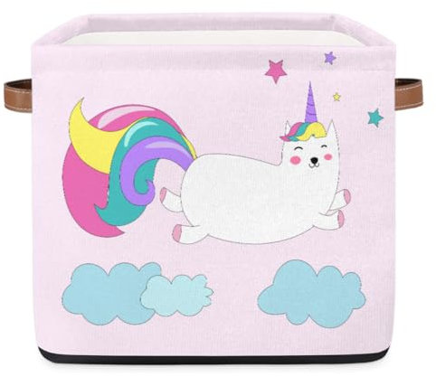 TropicalLife Niedlicher Einhorn-Aufbewahrungskorb, Einhorn, Regenbogen, 36 l, zusammenklappbar, Stoff-Aufbewahrungsbox, Schlafzimmer, Badezimmer, Zuhause, Kinderzimmer, Organizer für Spielzeug und