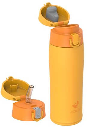 AORIN Termosflaska rostfritt stål 18/8, 500 ml, läckagesäker termoskanna, isoleringsflaska, dubbelväggig, BPA-fri sportflaska, drickflaskor för sport, skola, utomhus