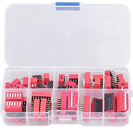 45Pcs Dip Switch Assorted Kit, on Off Range1 2 3 4 5 6 7 8 9 Position 2.54mm Slide Type Toggle Switch for Circuit Breadboards PCB