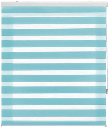 Doppelrollo Klemmfix ohne Bohren 35 x 180 cm Hitzeschutz, Sichtschutz Klemmrollo Seitenzugrollo inklusive Montagematerial für Tür & Fenster, Blau