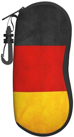 LZNJZ Tragbares weiches Brillenetui mit Karabiner Und Reißverschluss, Deutsche Flagge Brillenetui für Damen und Herren, siehe abbildung, 8cm x 17cm
