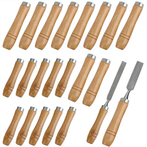 Framendino, 20 Pack Wooden File Handle with Strong Metal Collars Ergonomic Easy Installation Cutting Tool Craft (4mm & 6mm)