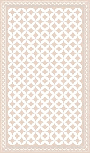 DobleUve Estudio Tapis Vinyle 21 | Beige | 50x100 cm | Tapis Cuisine et Salon Antidérapant Antifongique Ignifuge | Pour Enfants et Bain PVC