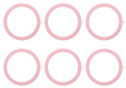 sourcing map Universal Metal Ring Sticker Wireless Magnetic Charger Magnet Ring Stickers 55x0.4mm(ODxT) for Phone Case for All Cellphones, 6 Pack, Pink