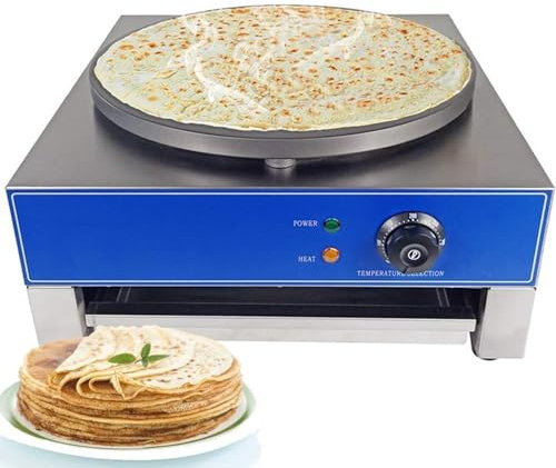 LIULIQ Máquina De Panqueques Eléctrica Comercial, Crepera Eléctrica Grande con Superficie De Olla De 40 Cm De Diámetro, Panel De Control De Temperatura Inteligente, Adecuada para Uso Doméstico