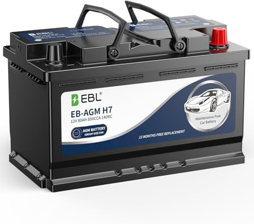 EBL Platinum AGM Battery BCI Group 94R - 12v 80ah H7 Size 94R Automotive Battery, 140RC, 850CCA
