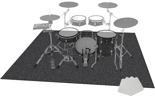 ZAJENKUB 120 x 70 cm Alfombra para Bateria Acustica, Alfombra Profesional de Jazz Acusticas Electronica para Kits de Batería Electrónica Bombo Caja Antideslizantes