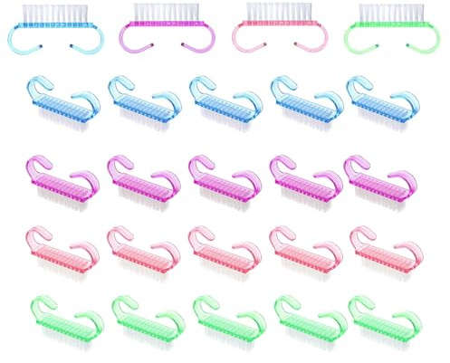 24 Nagelbürste,Handbürste,Nail Brush,Handbürste Nagelbürste,Einfach zu Bedienen,Klein und Tragbar,Geeignet für Die Tägliche Reinigung von Nägeln und Zehen (4 Farben)