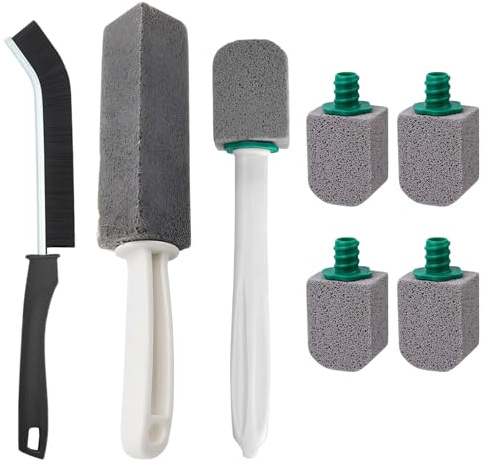 5 Stück Bimsstein Toilettenreiniger Bimsstein WC mit 1 Griff,Cleaning Block WC,Pumice Stone Toilet Cleaner,für Badezimmer,Toiletten,Küchen,Tiefe Flecken,mit 2 Reinigungsbürste
