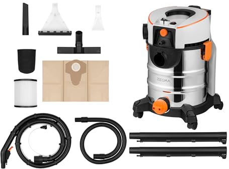 Zeegma ZONDER PRO AQUA Aspirapolvere Lava e Aspira per Pulizia ad Acqua e a Secco da 1400 W, per Tappeti, Tappezzeria Auto, Scale, Serbatoio Acqua Pulita da 4 L, Set di Filtri e Bocchette di Pulizia