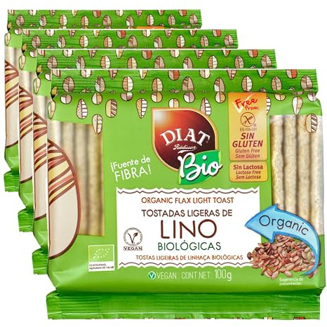DIAT Radisson Tostadas de Lino BIO Sin Gluten | Tostadas Ligeras de Arroz, Maíz y Lino | Tostadas Ecológicas | Apto para Veganos | Producto Gluten Free | Producto Bio | Sin azúcar añadido