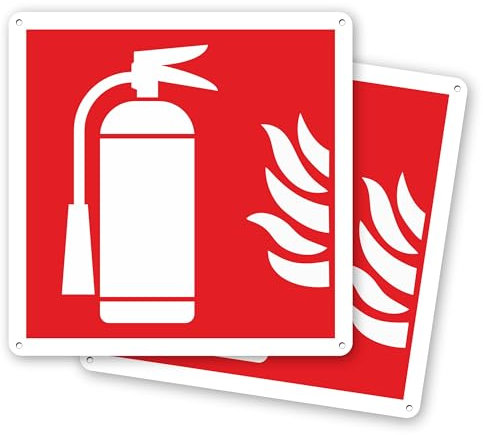 Pubblimania 2 Señales Extintor de Incendios | Aluminio Compuesto 3mm Exterior-Interior (Extintor, 2 Unidades)