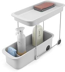 Joseph Joseph CupboardStore Carrito Organizador de Cocina con Ruedas, 2 Niveles, Almacenamiento debajo Fregadero, Plástico Reciclado
