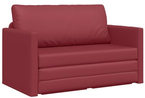 vidaXL Sofá Cama Rojo Vino 124 x 71 x 78 cm Cuero Artificial, Sofá Cama Ajustable, de Terciopelo Elegante, Muebles prácticos para la Sala de Estar, Convertible para Espacios pequeños