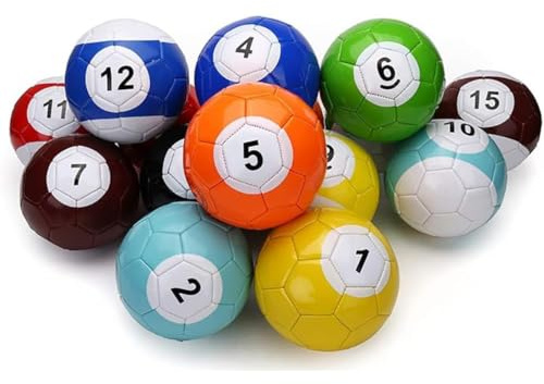 MazmornFly Aufblasbares Fußball-Snooker Tischspiel, 16-teiliges Leder Pool-Kick Set, Riesen-Snooker Spiel für Garten & Innenräume,15cm/5.91inch