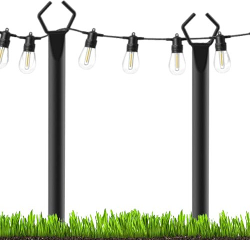 POLI DI LUCE SGRICA - 2x E Luce Da Giardino | POLI LUMI IMPIANTI | Travi Di Illuminazione Decorativa | Robusto Metallo In Metallo Alberi Di Luminosità All'aperto Per Il Matrimonio Del Patio Da G