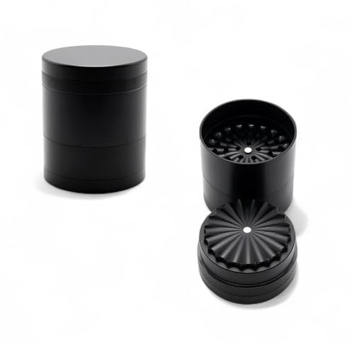 Vastu - Herb Flow Metal Flower Mill Grinder - 5 Part 60mm with Pollen Catcher, Gentle Rolling Action for Fluffy Herbs