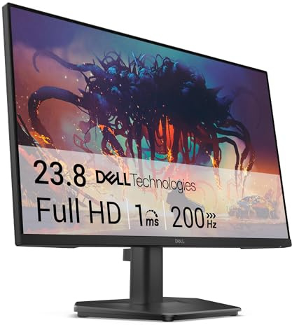 Dell 24 Gaming Monitor - SE2425HG, Full HD (1920x1080), 200Hz, Fast IPS, 1ms, AMD FreeSync Premium, 99% sRGB, VESA (100x100mm), DisplayPort, 2 HDMI, 3 Year Warranty, Black