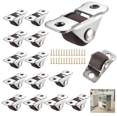 14 Pcs Roulettes pour Meubles Lourd, 12 mm Mini Roulettes Pivotantes pour Meubles, Roulette à Rouleaux en Caoutchouc pour armoires, boîtes à outils, petits appareils électroménagers, tables basses